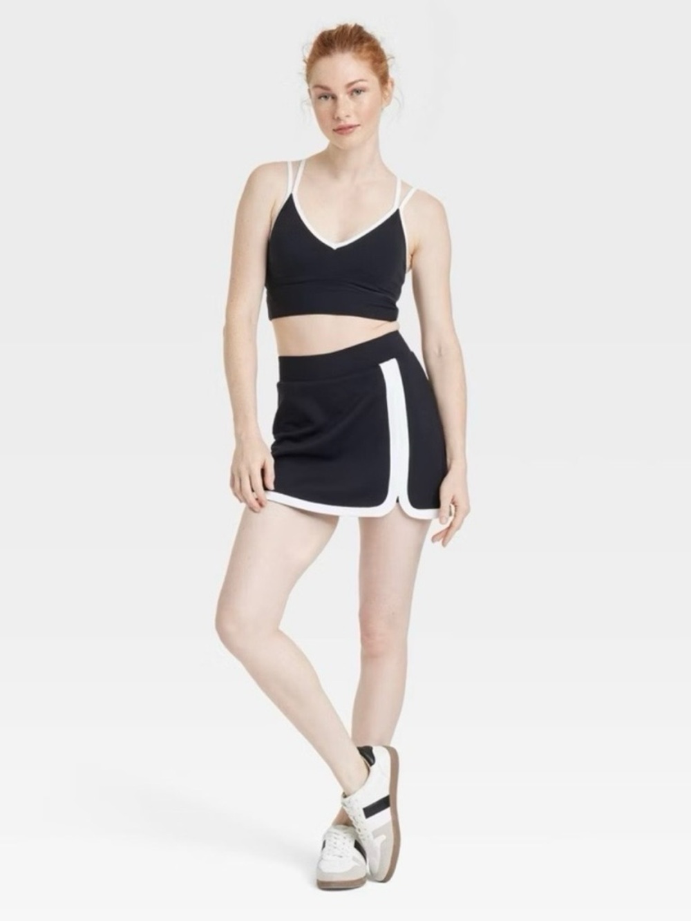 JOYLAB Black & White High-Rise Knit Athletic Skort